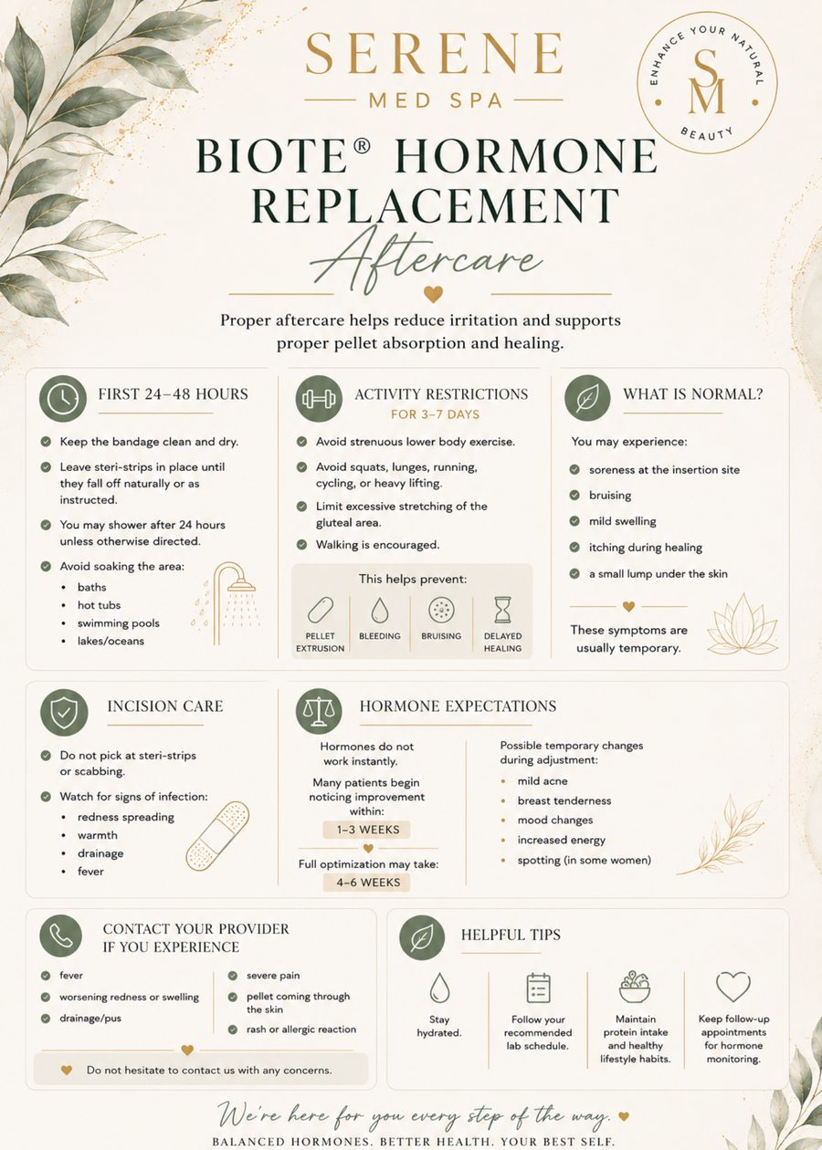 Biöte Hormone Replacement aftercare instructions